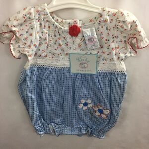 Baby Sprockets Romper Sz 0-3 mo white, blue with orange flowers